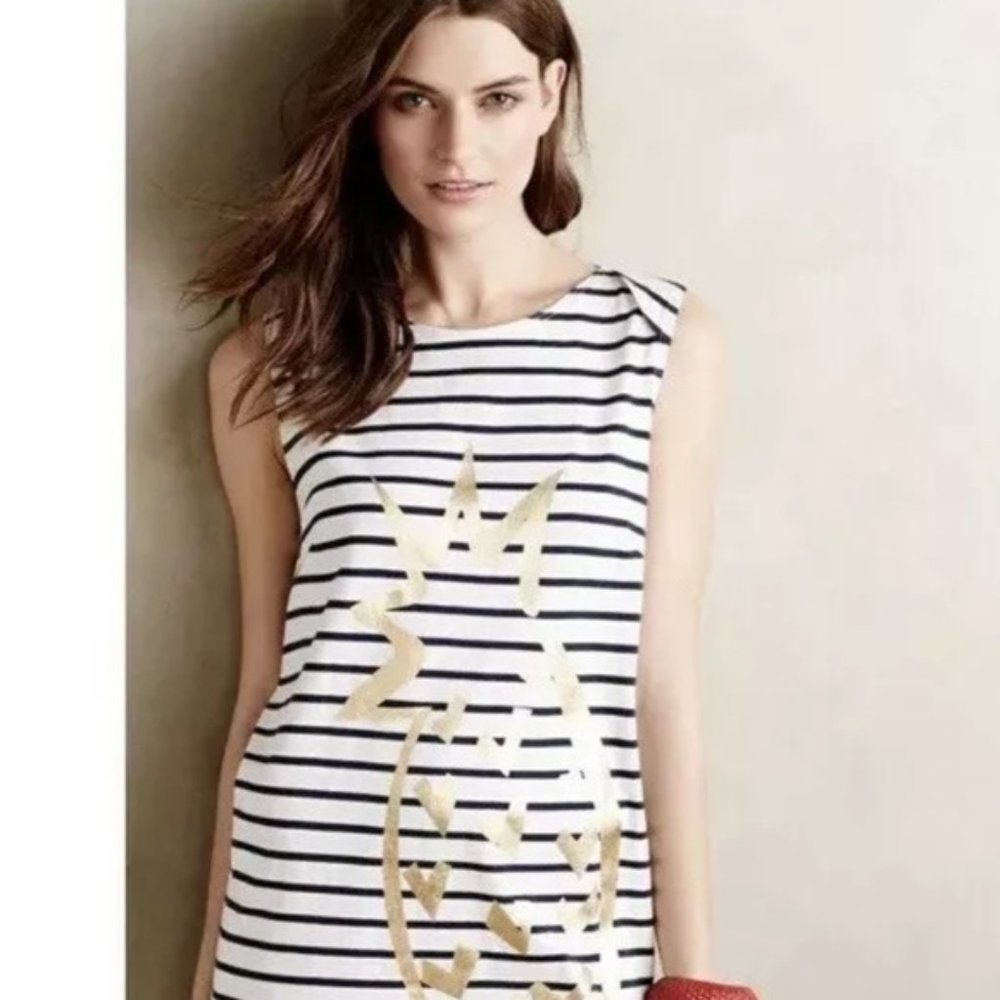Whit Two Navy Striped Pineapple Dress XS